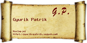 Gyurik Patrik névjegykártya